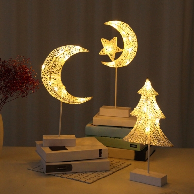 Christmas Ornaments Rattan Festive Light Nordic 1 Head White Battery Night Table Lamp for Girls Room