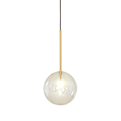 Clear Glass Bubble Pendant Lamp Simplicity 1-Light Gold Hanging Lighting for Dining Room