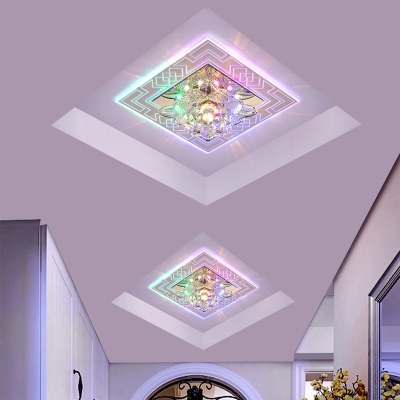 Clear Lotus Flush Mounted Lamp Modern Crystal LED Ceiling Light Fixture for Foyer