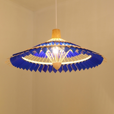 Contemporary Umbrella Pendant Light Bamboo Single-Bulb Restaurant Suspension Light Fixture