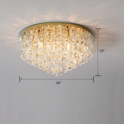 Crystal Tapered Flush Mount Lighting Minimalism Ceiling Mounted Fixture for Living Room