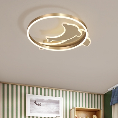 Dolphin Acrylic Flush Light Modern Style Gold LED Flush Ceiling Lighting Fixture