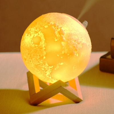 Globe Plastic Moon LED Table Lighting Simplicity White Humidifier Nightstand Lamp for Bedroom