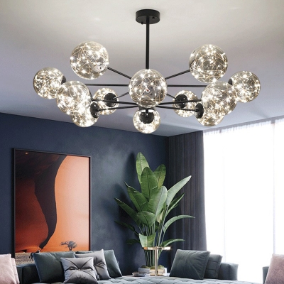 Globe Shade Living Room Chandelier Light Glass Simplicity LED Pendant Light Fixture