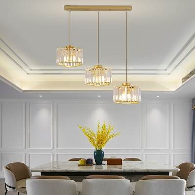 Gold Loving Heart Shaped Multi-Pendant Modern 3 Lights Crystal Hanging Lamp for Dining Room