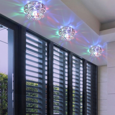 Lotus Blossom Living Room Ceiling Spotlight Clear Crystal Modern LED Flush Mount Light Fixture