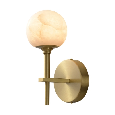 Marble Ball Wall Lamp Fixture Minimalistic Gold Wall Sconce Lighting for Bedroom