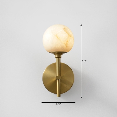 Marble Ball Wall Lamp Fixture Minimalistic Gold Wall Sconce Lighting for Bedroom