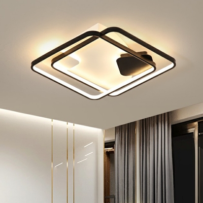 Matte Black Frame Flush Mount Light Simplicity Metal LED Ceiling Light Fixture for Bedroom