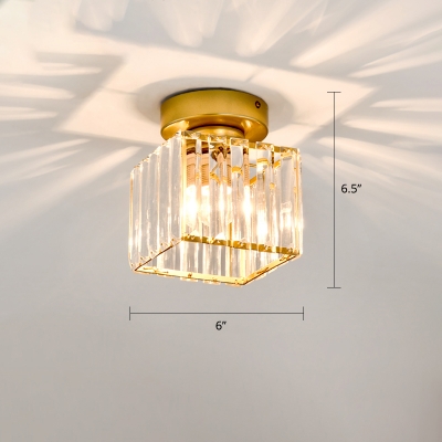 Mini Prismatic Crystal Flush Mount Post-Modern Single Semi Flush Ceiling Light Fixture for Corridor