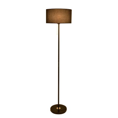 Modern Style Drum Shade Floor Lamp Fabric Single-Bulb Living Room Standing Lighting