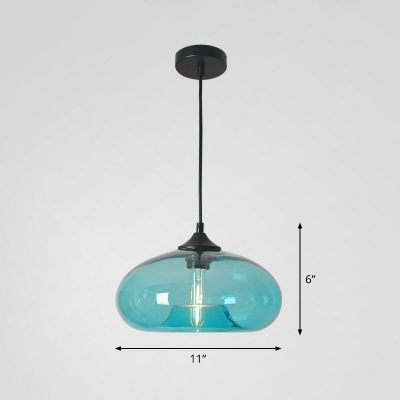 Multi-Color Glass Oval Pendant Lighting Nordic Single Black Ceiling Lamp for Dining Room