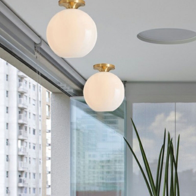 Post-Modern Shaded Semi Flush Glass Single Corridor Flush Ceiling Lighting Fixture