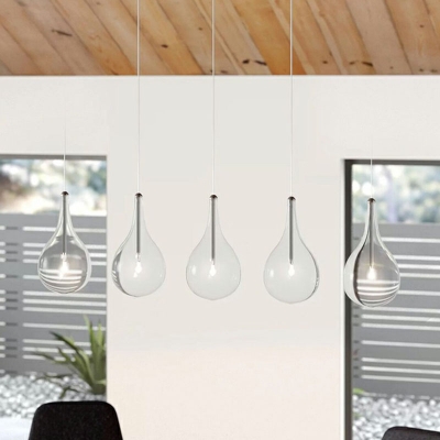 Raindrop Dining Room Down Lighting Pendant Transparent Glass Modern LED Hanging Light