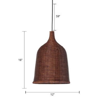 Rattan Basket Ceiling Light Modern Single-Bulb Hanging Pendant Light for Restaurant