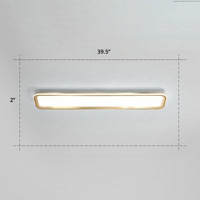 Rectangle LED Flush Mount Light Simplicity Acrylic Entryway Flush Mount Ceiling Light in Gold
