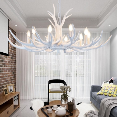 Resin Antler Shaped Suspension Lighting Minimalist Living Room Chandelier Light Fixture