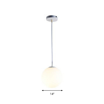 Sphere Suspension Pendant Light Simple Style White Glass Single Restaurant Down Lighting