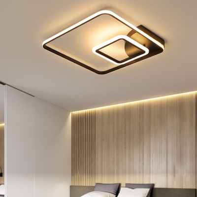 Square Acrylic Flush Lighting Modern Style Black LED Flush Ceiling Light for Bedroom