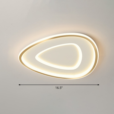 Triangular LED Flush Ceiling Light Minimalism Metal Gold Finish Flushmount for Bedroom