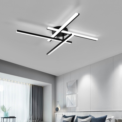 Acrylic Sticks LED Ceiling Light Simplicity Black Semi Flush Mount Light for Living Room