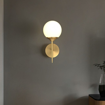 Ball Bedside Sconce Wall Lighting Opaque Glass Postmodernist Wall Mount Fixture in Gold