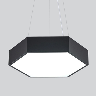 Contemporary Geometry LED Chandelier Metallic Office Suspension Pendant Light in Black
