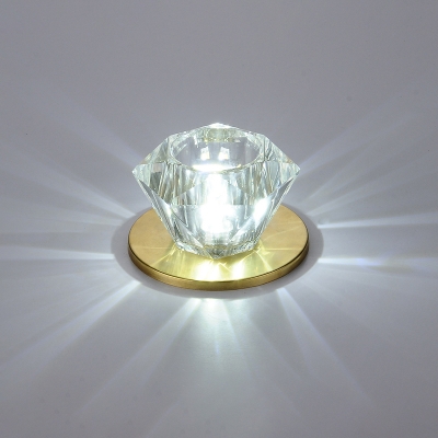 Faceted Cut Crystal Gem Flush Mount Lamp Minimalist Clear LED Ceiling Light Fixture for Corridor