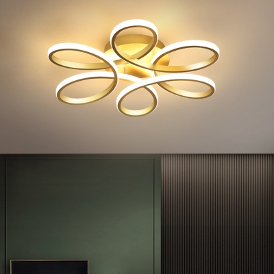 Floral Bedroom Ceiling Light Fixture Metal Minimalist LED Semi Flush Mount Lighting