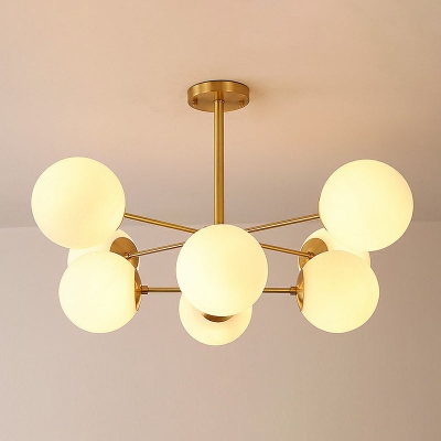 Glass Globe Shade Suspension Light Nordic Style Gold Pendant Lighting Fixture for Living Room
