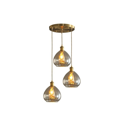 Glass Tapered Hanging Light Nordic Style 3 Bulbs Multi Light Pendant for Dining Room