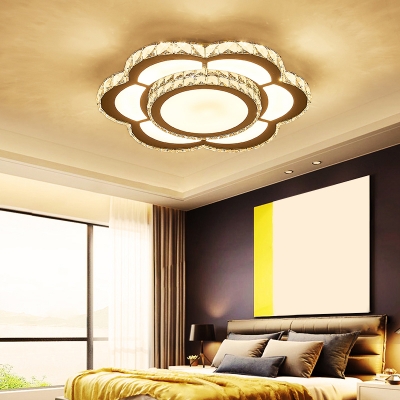 LED Flower Flush Mount Light Fixture Minimalist Crystal Ceiling Lamp for Bedroom