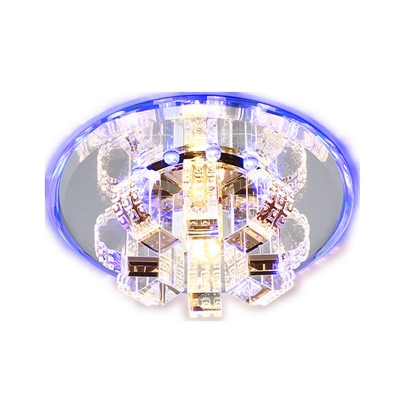 Mini Crystal Flush Ceiling Light Modern LED Clear Flushmount Lighting for Living Room