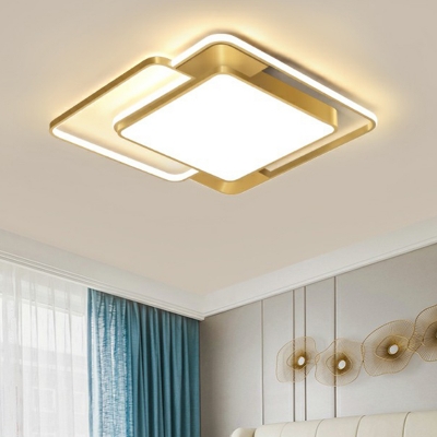 Multi-Square LED Flush Mount Lamp Modernist Acrylic Bedroom Ceiling Light in Gold
