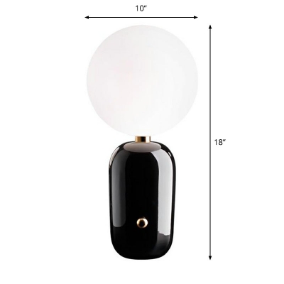 Nordic Style Ball Shade Nightstand Lamp Cream Glass Single-Bulb Bedside Table Lighting