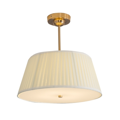 Pleated Fabric White Chandelier Empire Shade Minimalist Hanging Ceiling Light for Bedroom
