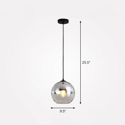 Postmodern Sphere Down Lighting Mirrored Glass 1 Bulb Restaurant Pendant Ceiling Light