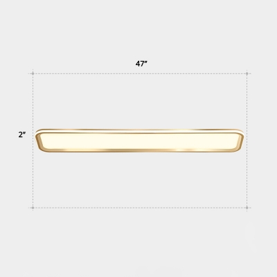 Rectangle LED Flush Mount Light Simplicity Acrylic Entryway Flush Mount Ceiling Light in Gold