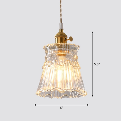 Shaded Glass Ceiling Light Industrial Single Dining Room Hanging Pendant Light in Gold