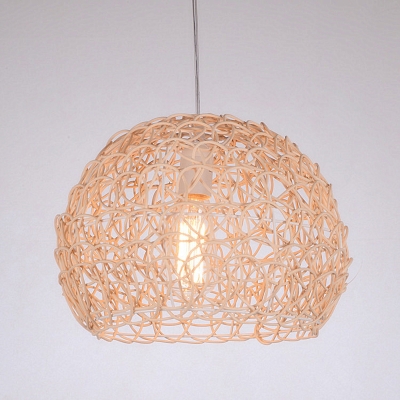 Simplicity Dome Shade Ceiling Light Rattan Single Restaurant Hanging Pendant Light
