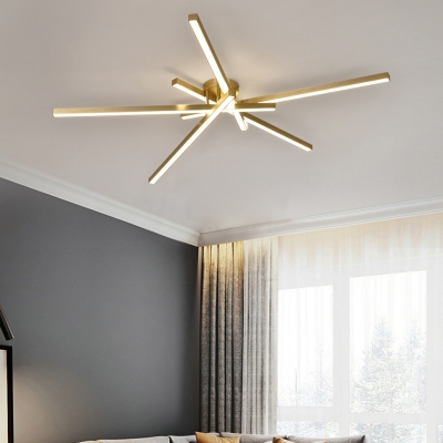 Simplicity Linear LED Flush Ceiling Light Aluminum Living Room Semi Flush Mount Lighting Fixture