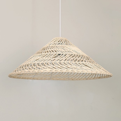 South-East Asia 1-Light Drop Pendant Conical Hat Suspension Light with Rattan Shade
