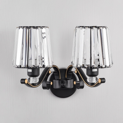 Tapered Wall Sconce Lighting Simplicity Black Crystal Prism Wall Mounted Light Fixture