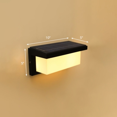 Acrylic Cuboid Wall Mounted Lamp Modern Black Solar LED Sconce Light for Outdoor