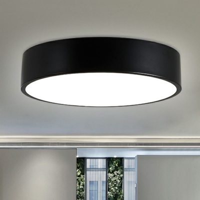 Black Drum Shaped LED Pendant Ceiling Light Minimalist Metal Chandelier with Recessed Diffuser