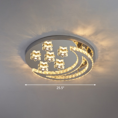 Clear Crystal Moon and Star Ceiling Light Nordic Stainless Steel LED Semi Flush Light Fixture