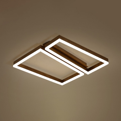Coffee Finish Square LED Flush Light Simplicity Metal Flush Mount Ceiling Fixture for Bedroom