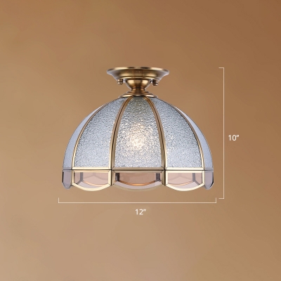 Domed Water Glass Flush Ceiling Light Traditional 1 Head Living Room Flushmount Lighting
