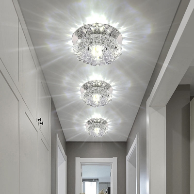 Floral LED Ceiling Flush Light Fixture Simplicity Crystal Clear Flushmount Lighting for Hallway