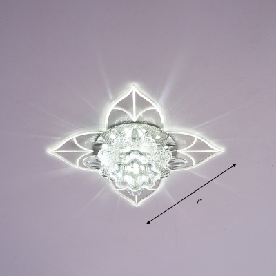 Flower Aisle Ceiling Lighting Crystal Modern LED Flush Light with Acrylic Petals in Clear